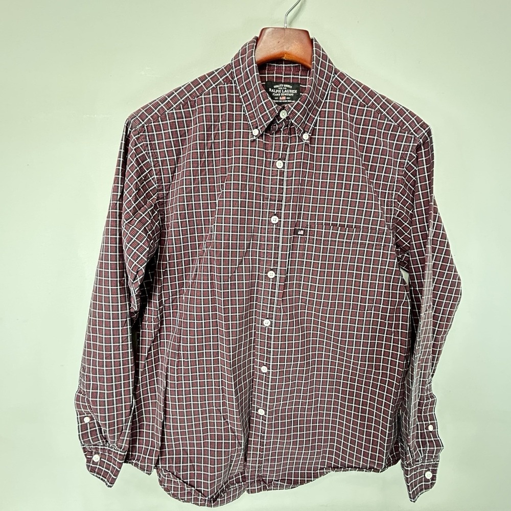 Polo Ralph Lauren Jeans Co. Men's Small‎ Button Down Red Plaid RL Flag Shirt